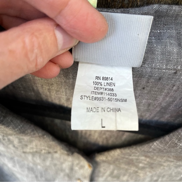 Two Star Dog 100% Linen Button Down Shirt Sz L - Picture 3 of 13